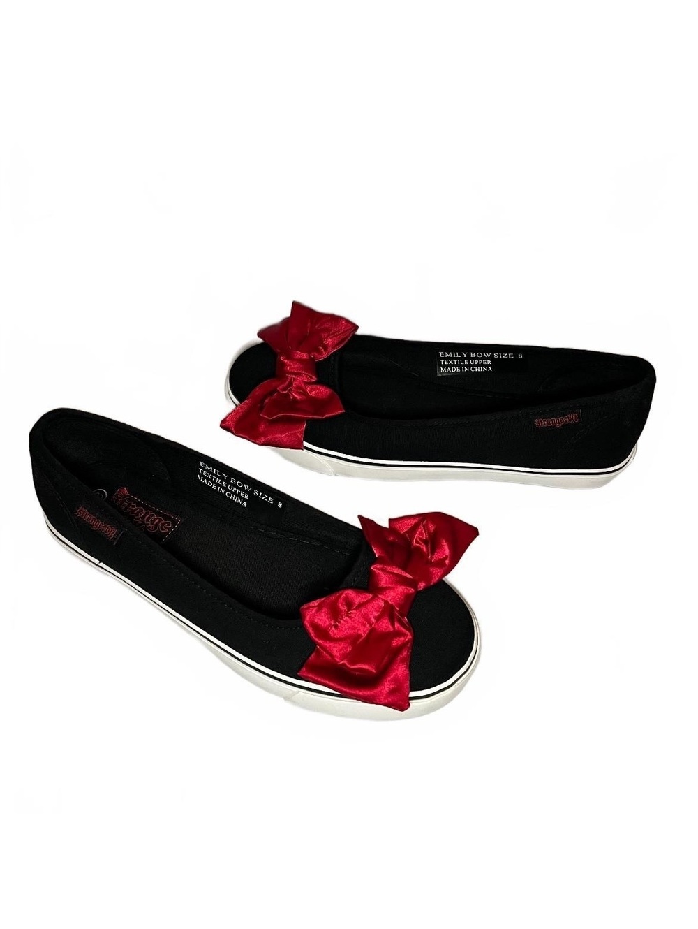 Strange Cvlt x Emily the Strange Bow Flats Black Red Size 8